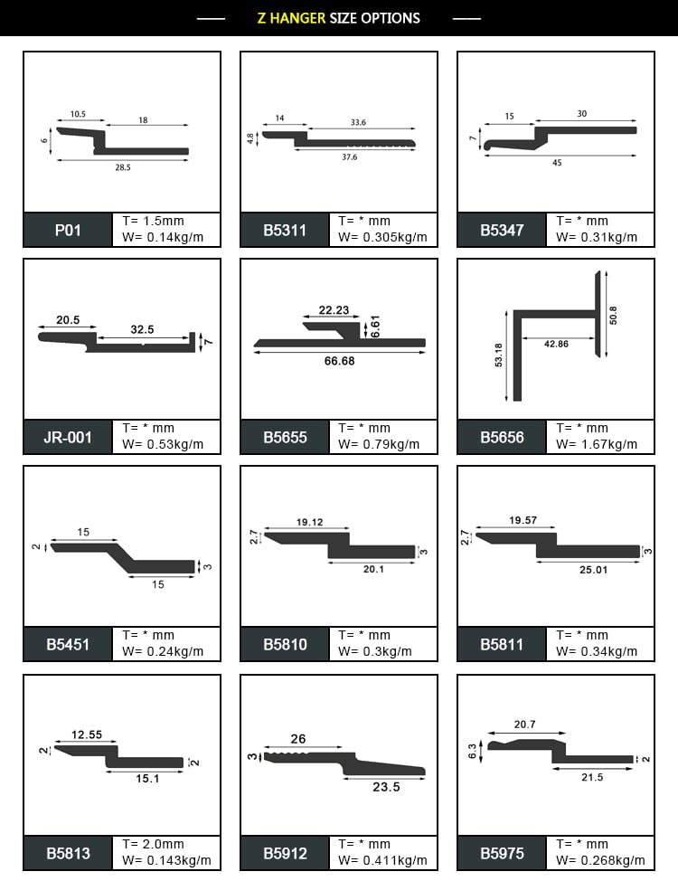 Aluminum French Cleat System Split Batten Z Hanger for Easy & Secure Mounting manufacture