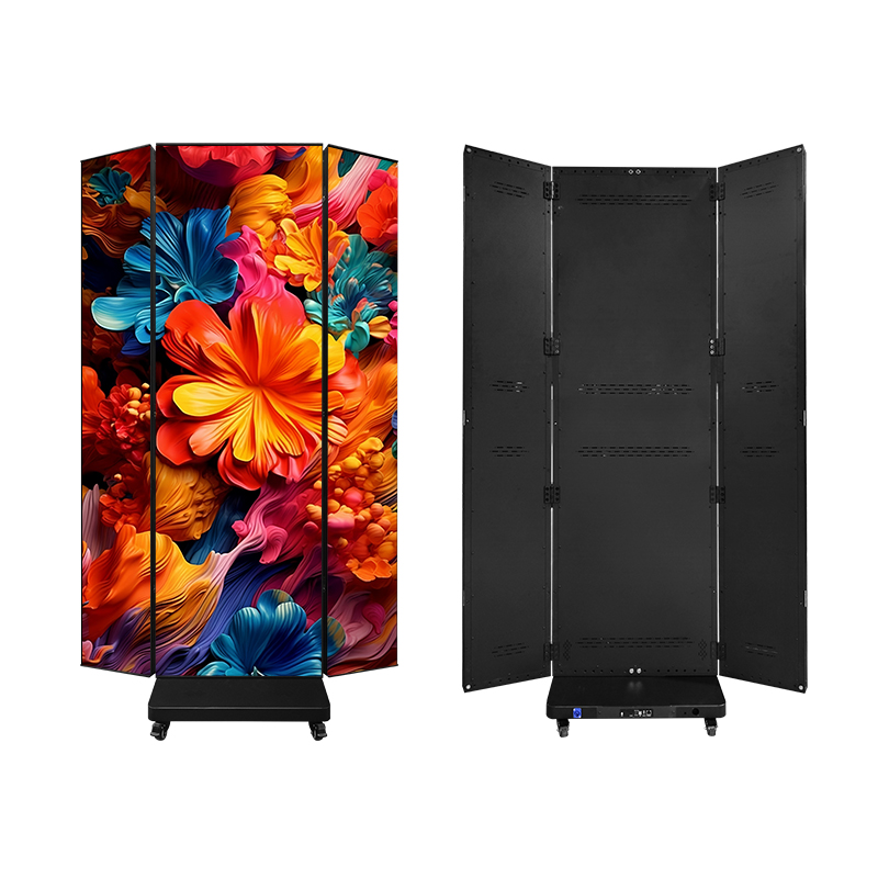 Standing Tri-Fold LED Poster Display (Wireless Control) Ultra-Portable Foldable LED Screen with WiFi for Indoor Advertising & Events