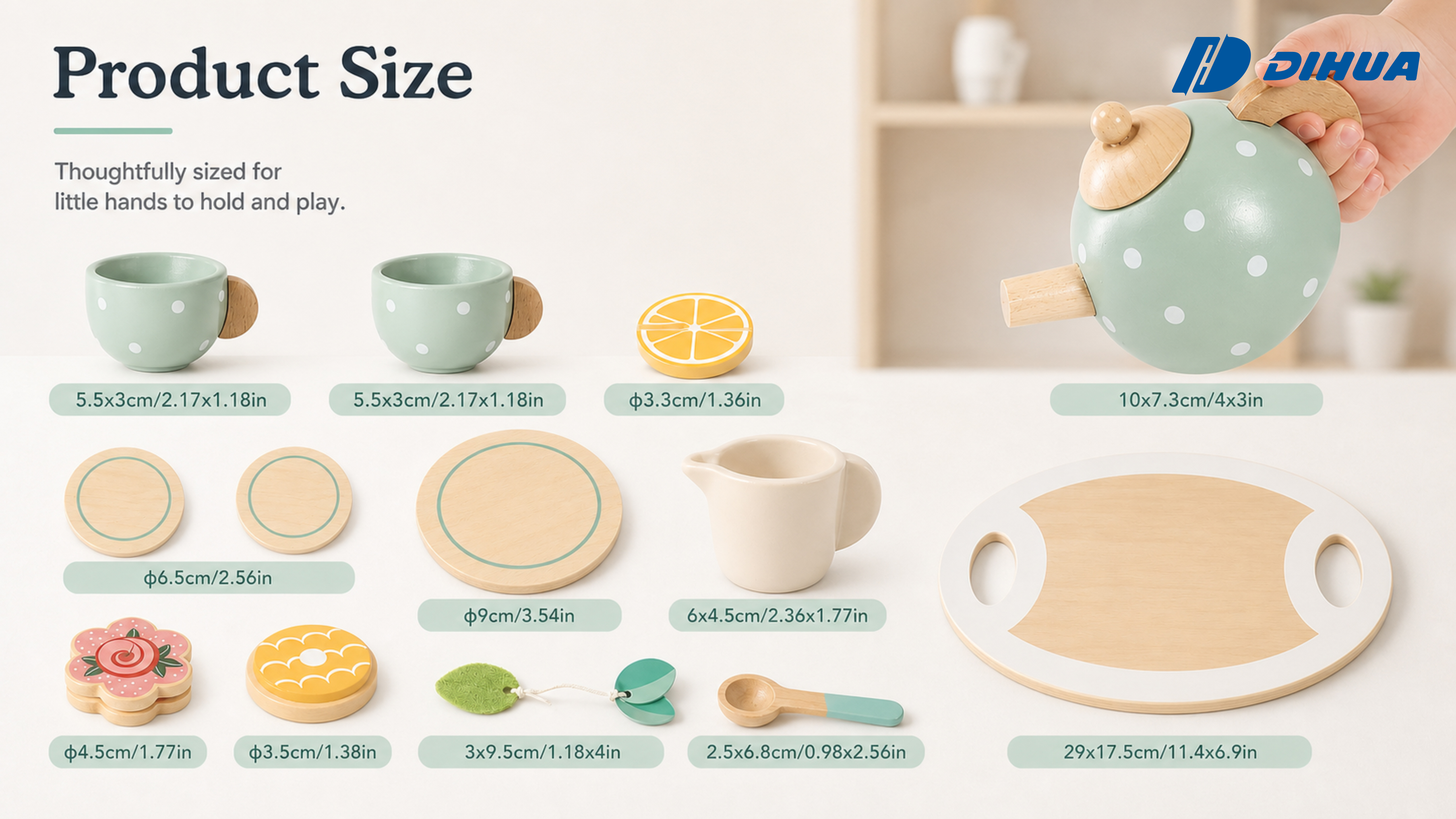 Pretend play toy size