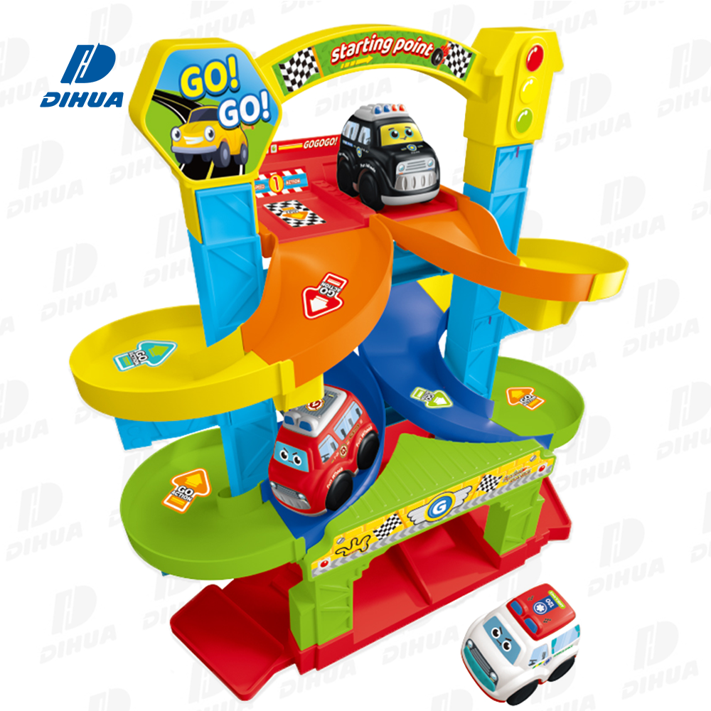 初めての出動レスキューサquad トラックセット 2台のオートマチックシティカー付き ダブルレーンレースと幼児向け緊急出動ごっこのシナリオプレイ