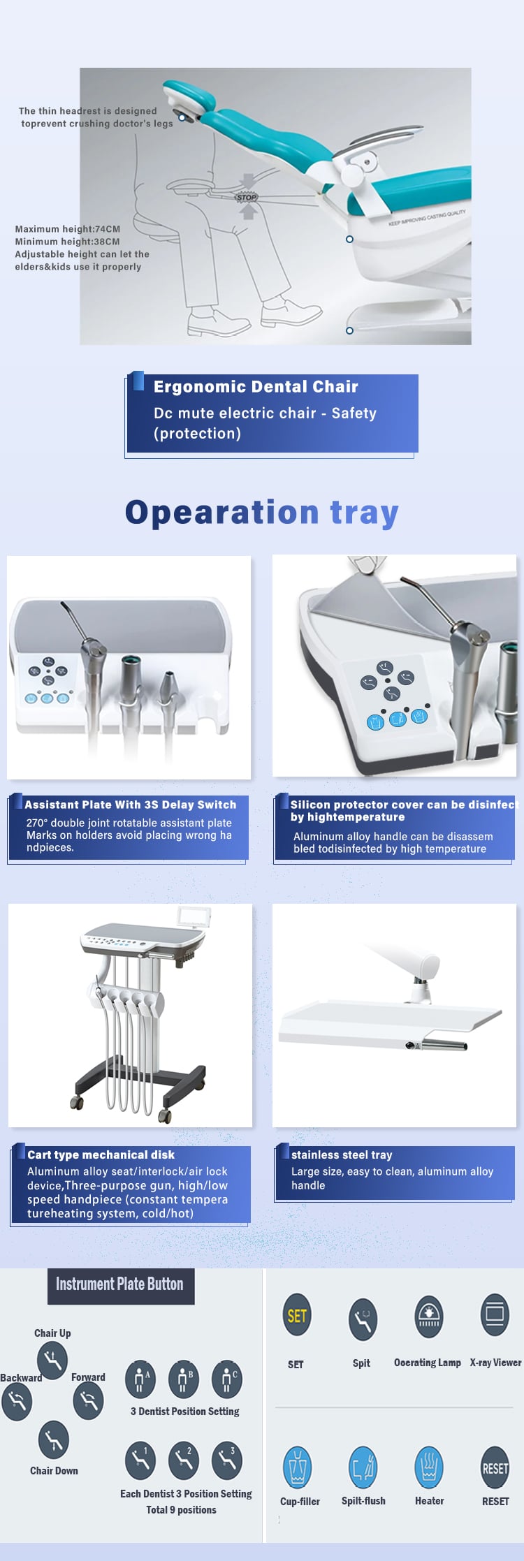 Supply dental unit chair high quality dental chair details