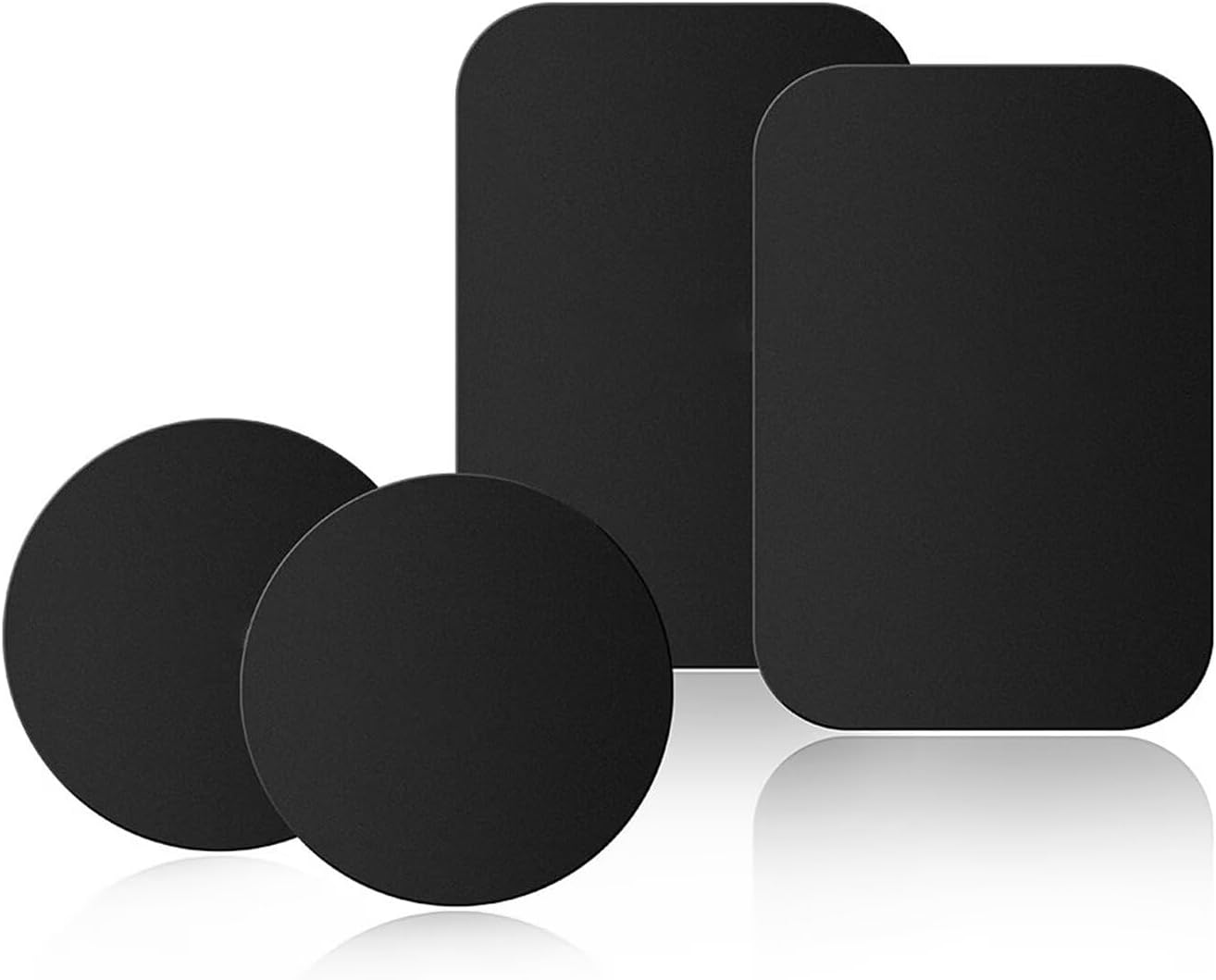 Adhesive Thin Metal Plates for Magnetic Car Mount – 4 Pieces Metal Plates for Phone Case (2 Rectangular & 2 Round), Universal Fit for Smartphones, Tablets, Cases, Strong Adhesive, Compatible with Magnetic Phone Holders