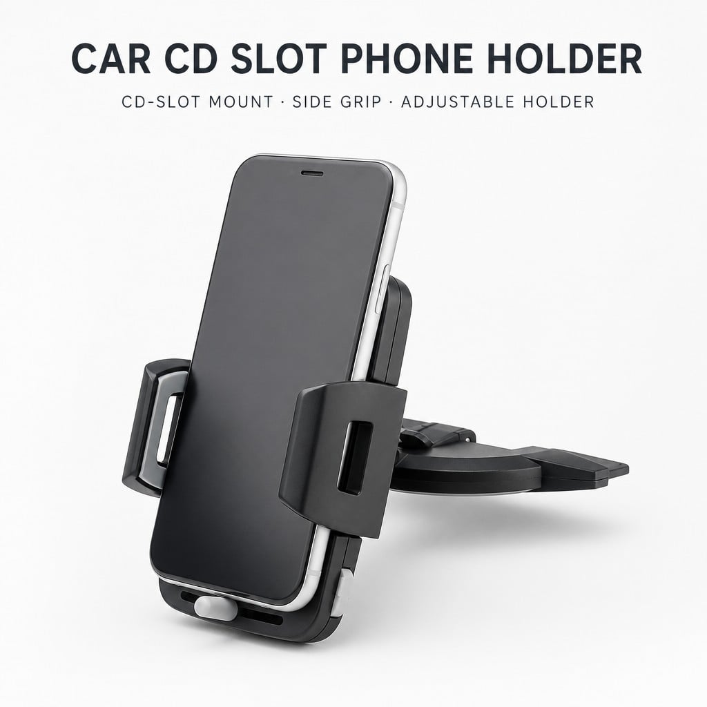 Easy Locking CD Slot Phone Holder with One Hand Operation Design Car Hands-Free Phone Holder H96+C102 – 360° Rotatable, 50-95mm Adjustable Clamp, 4-7 inch smartphone, for CD Slot Installation