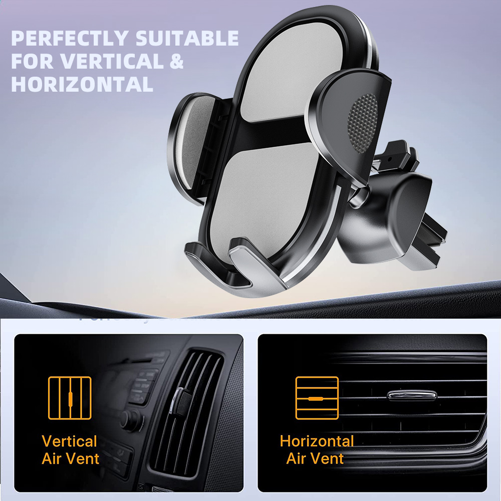 Top Selling Air Vent Phone Holder Universal Cell Phone Stand Holder for Car Hands Free Easy Clamp Cradle Compatible with All Apple iPhone Android Smartphone H116+C124 – 360° Rotatable, 51-95mm Adjustable Width, for 4-7 Inch Phone