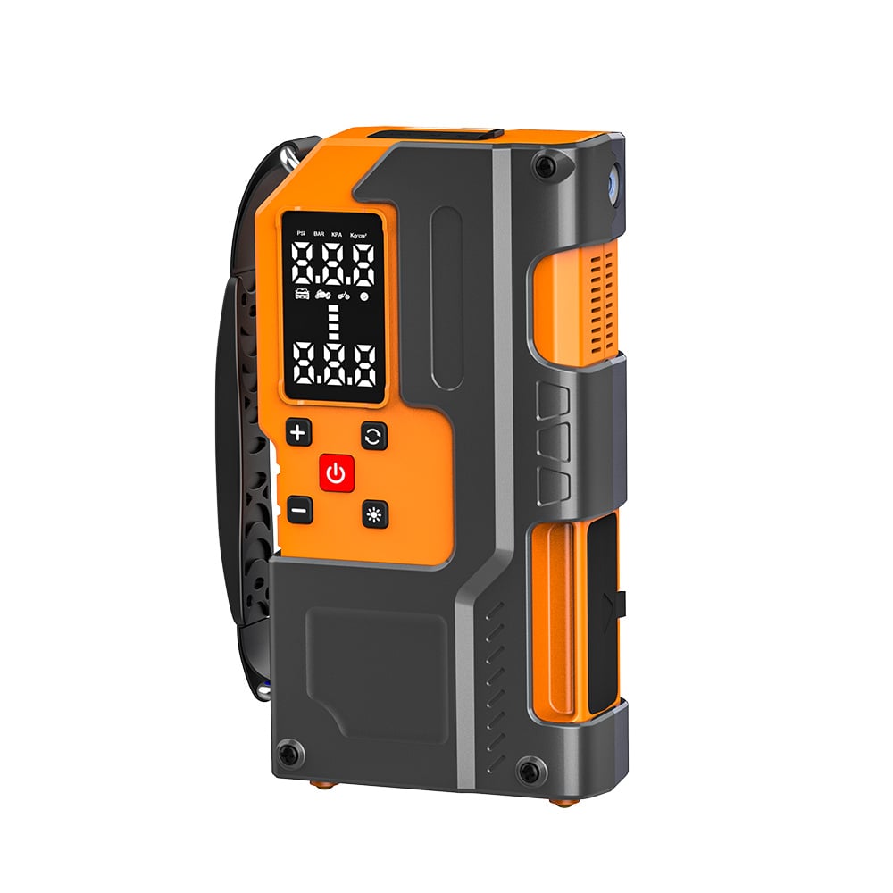 Портабилни стартер са надувачем гума MU-006A  150PSI 120W ваздушни компресор, 8000mAh батерија Стартер за гасни/дизелски мотори, Паувер Банка, са хитним ЛЕД светлом