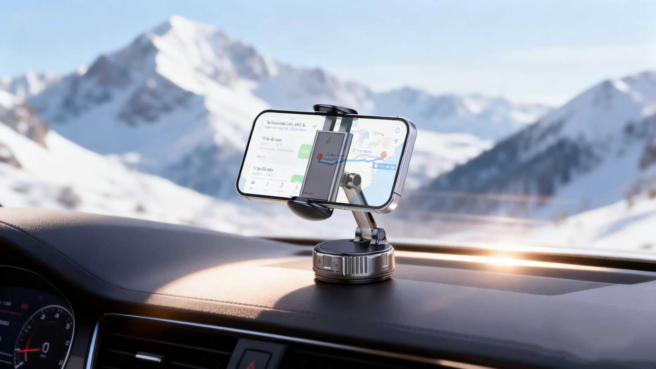 Universal Vacuum Suction Phone Holder CH14-C – 60mm Suction Cup, 360° Rotation, Stretchable Clamp Arm (50-90mm), for Dashboard/Windshield/Desk, Compatible with 4-7 Inch Smartphones