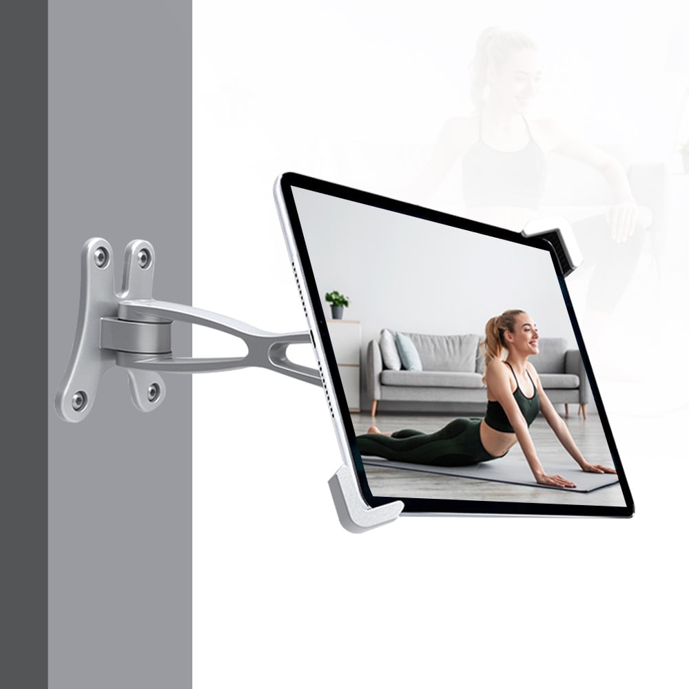 Security Anti-Theft Tablet Wall Mount H85A+C120 – Adjustable Aluminum Alloy Wall Mount for 7-11 inch Tablets, Lockable 360° Rotatable Bracket, for iPad/Galaxy Tab, for Home/Office/Hotel/Public Places