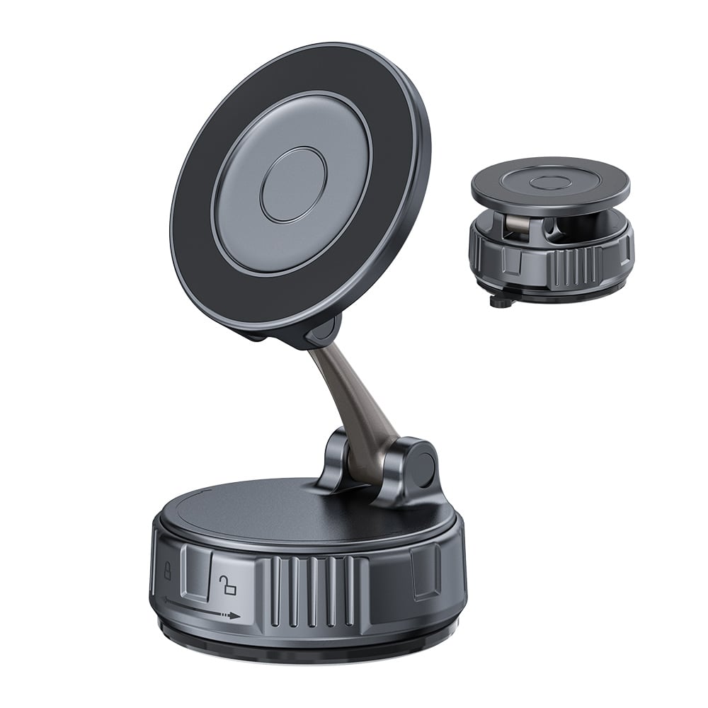 Magnetic Vacuum Suction Phone Holder CH14 – 20pcs N52 Magnets, 60mm Suction Cup, 360° Rotation, for 4-7 Inch Smartphones, for Dashboard/Windshield/Desk