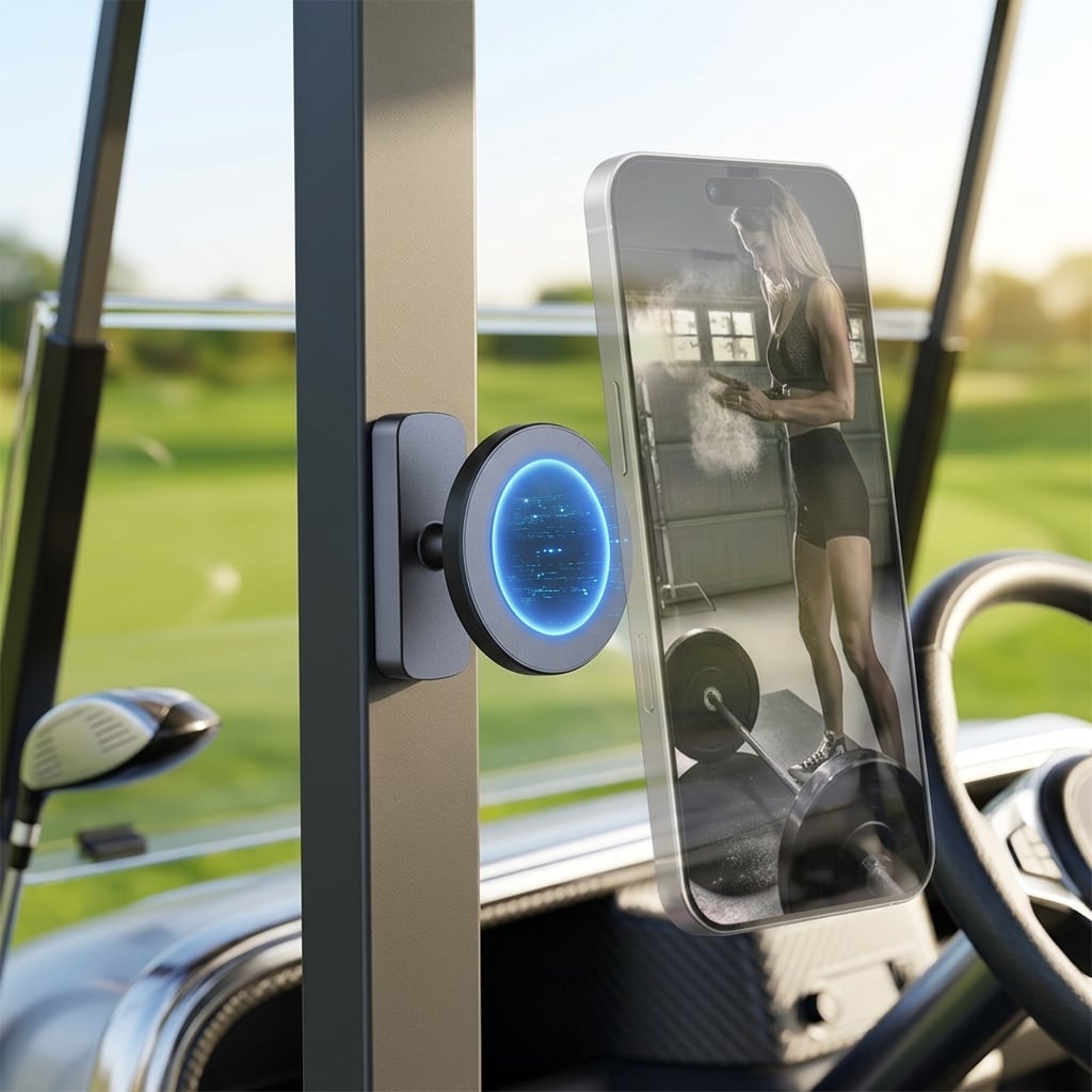 Dual-Sided Magnetic Phone Stand H160+G17 - 20PCS N52 Magnets, 360° Rotatable, Portable Phone Mount for Golf Cart, Gym, Refrigerator