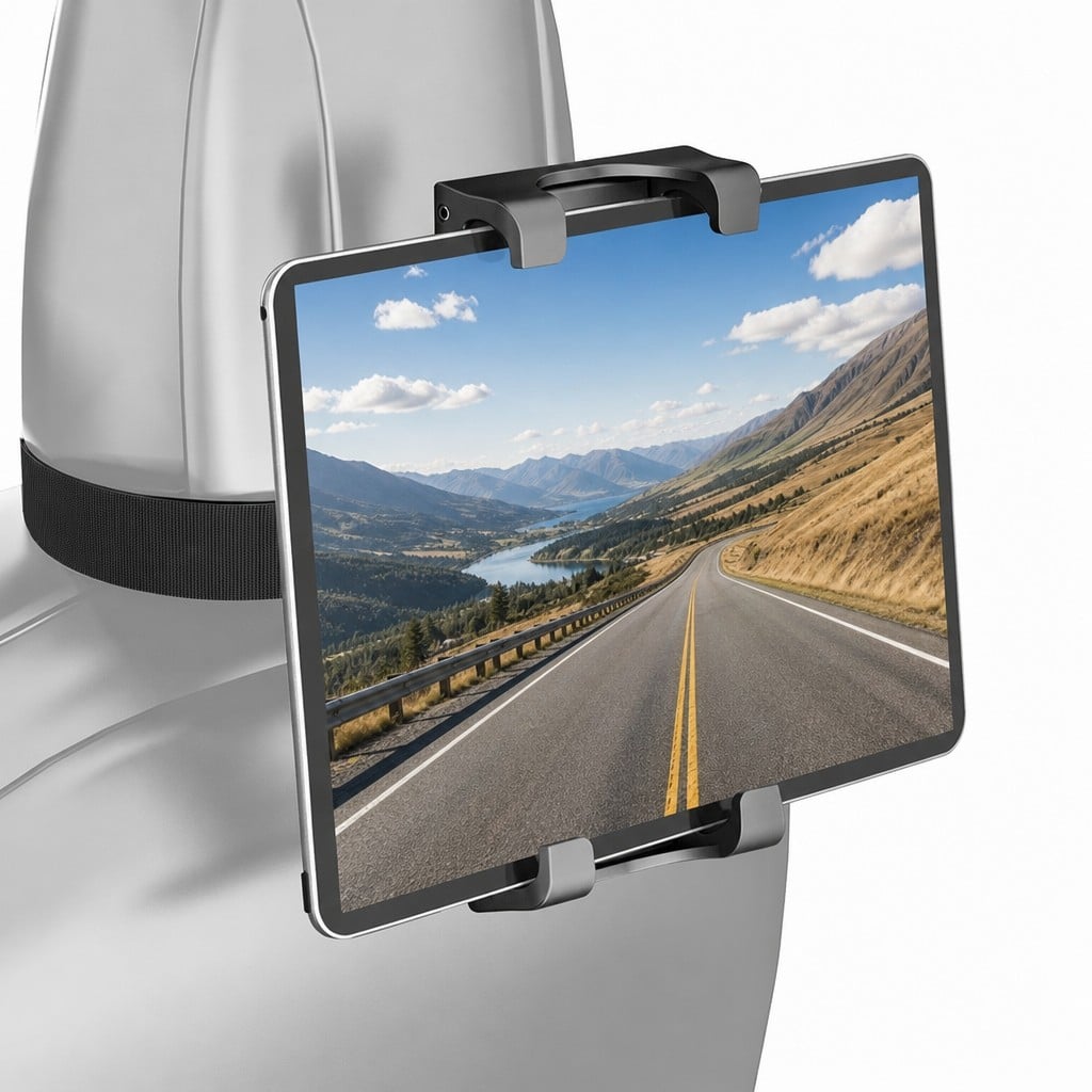 Adjustable EV Car Headrest Tablet Holder Universal Tablet Car Mount for Back Seat for 4.7-12.9 inch tablet and phone H169+C113 – 360° Rotating, 137-286mm Bracket, ABS/PC/Nylon/Silicone Construction, for Tablets & Smartphones