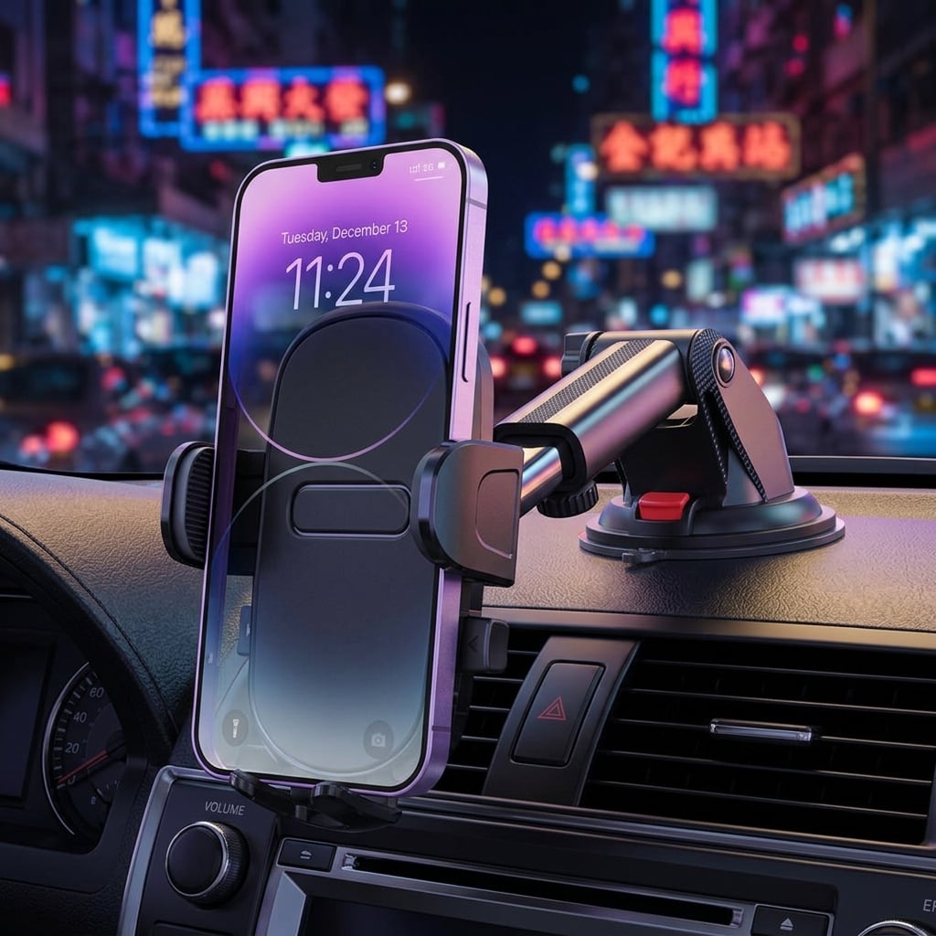 Universal Telescopic Dash Suction Cup Stand Dashboard Car Phone Mount H147+C140 – 360° Rotatable， 70mm Strong Suction Cup， Telescopic Arm， for 4-7 Inch Smartphones， for Dashboard/Windshield