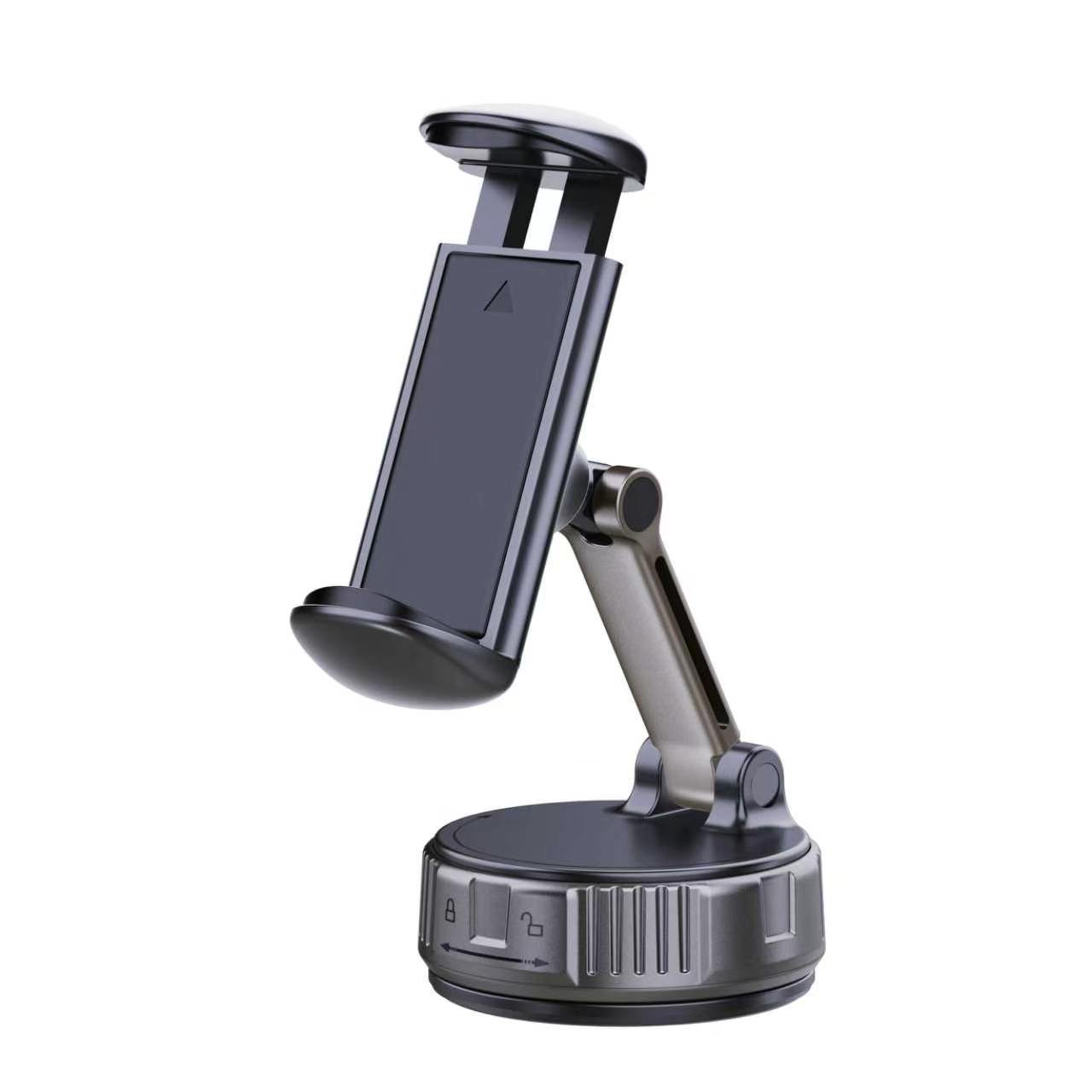 Universal Vacuum Suction Phone Holder CH14-C – 60mm Suction Cup, 360° Rotation, Stretchable Clamp Arm (50-90mm), for Dashboard/Windshield/Desk, Compatible with 4-7 Inch Smartphones