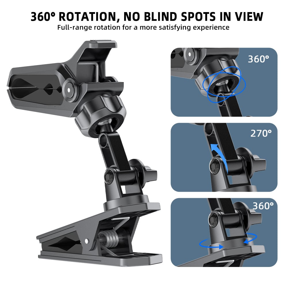 Multi-Functional Desk Phone Clamp with Flexible 360° Rotation H177 – Double-Head Clamp, Adjustable Gooseneck Arm, Universal Phone Clip Holder for Desk Pole, Pipe, Mic Stand, Wheelchair, Bike Handlebar
