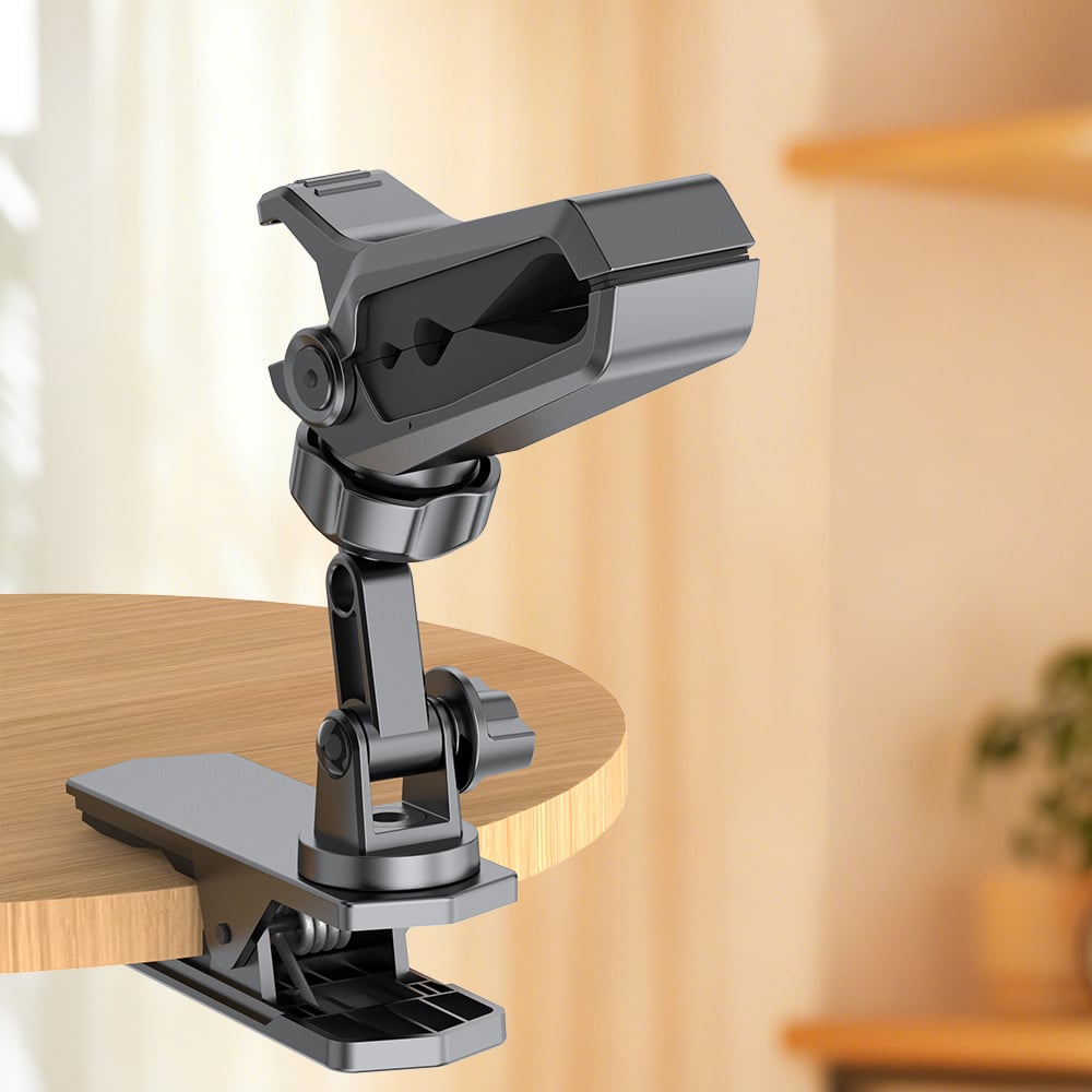 Multi-Functional Desk Phone Clamp with Flexible 360° Rotation H177 – Double-Head Clamp, Adjustable Gooseneck Arm, Universal Phone Clip Holder for Desk Pole, Pipe, Mic Stand, Wheelchair, Bike Handlebar