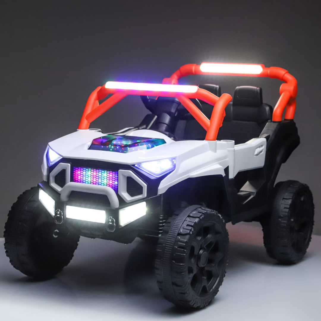 All-Terrain Kids Safari Jeep with LED Headlights for Night Riding