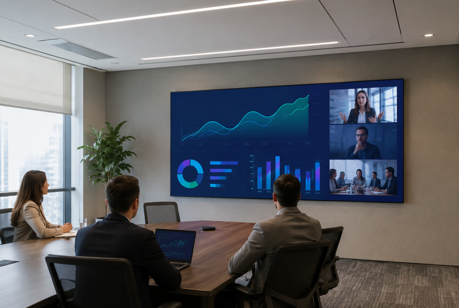P1.25 fine pitch LED display for conference room presentations and video conferencing