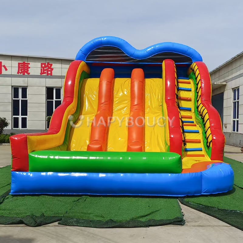 Colorful Inflatable Dry Slide Commercial Bouncy Dual lane slides for Rental  