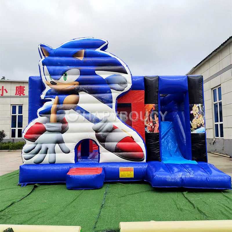 Castel sari pe el inflabil Sonic cu tobogan de dimensiune personalizată cu tobogan
