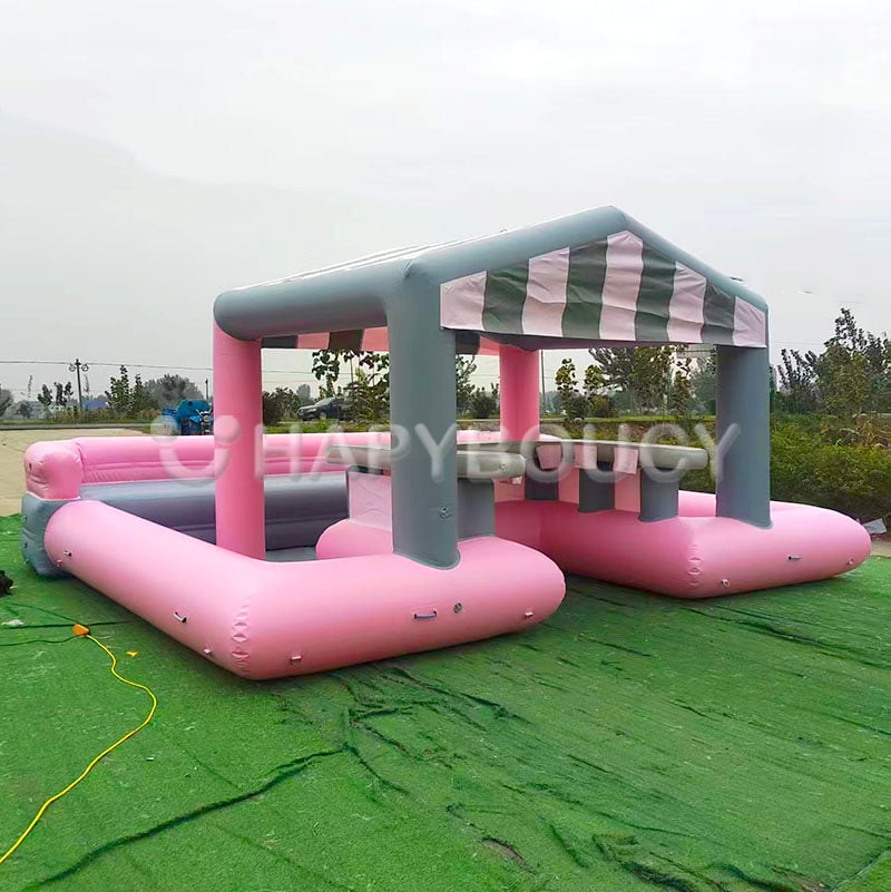 Kommerciel PVC Baggårds Vandpool Udendørs Opblæselig Poolfest Rosa Poolbar med Lounge