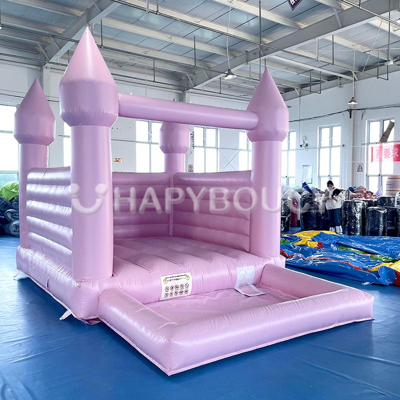 Pastel Pink Bounce House Castle with Ball Pit for Parties Events with Air Blower