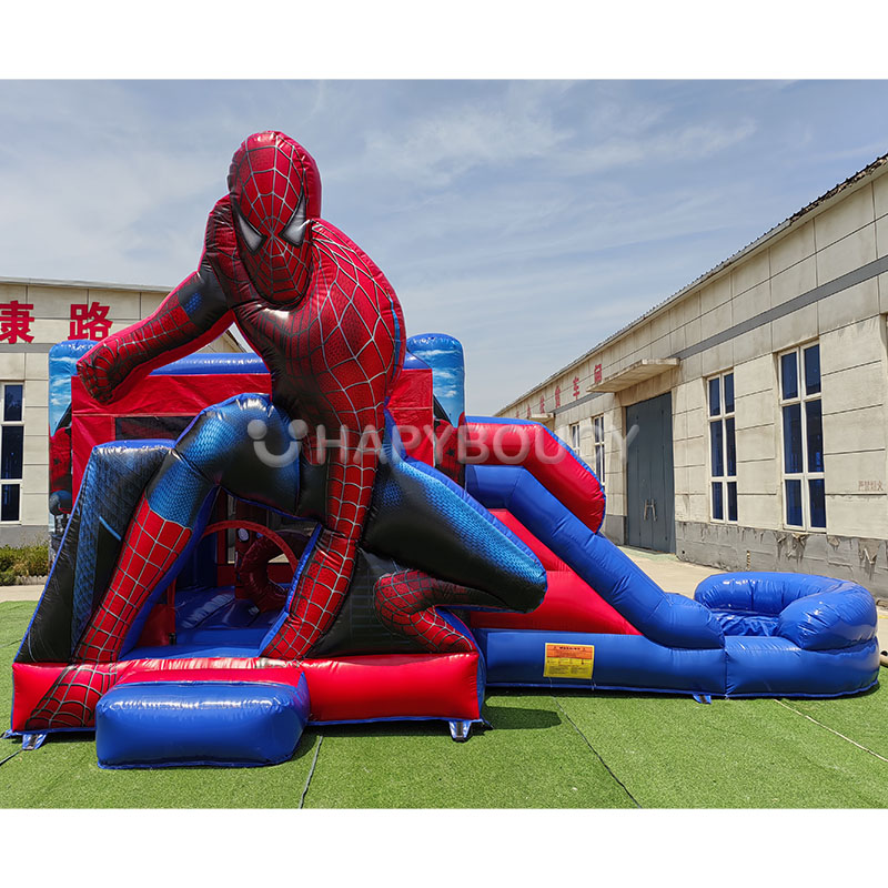Inflatable Spiderman Bouncer Combo Jumping Bounce House Hire Spider Man Bouncy Castle with Slide for boys