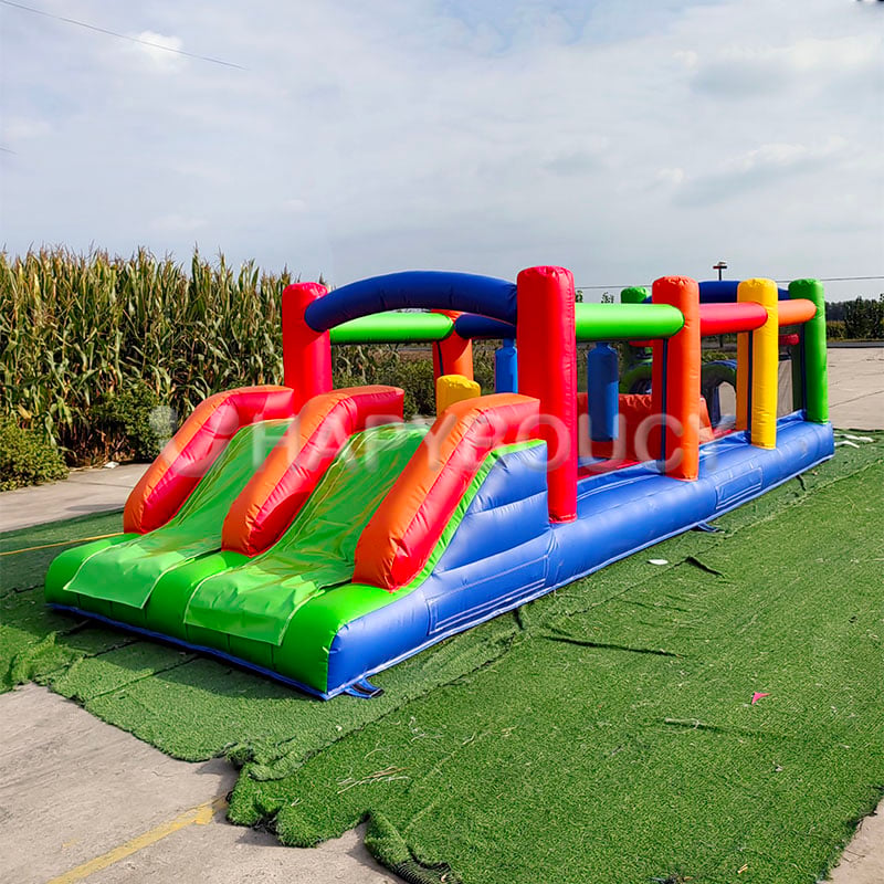 Custom Inflatable Obstacle Course with Slide Bounce House Challenging Rainbow Race for Kids PVC Inflatable Obstacle Bouncer