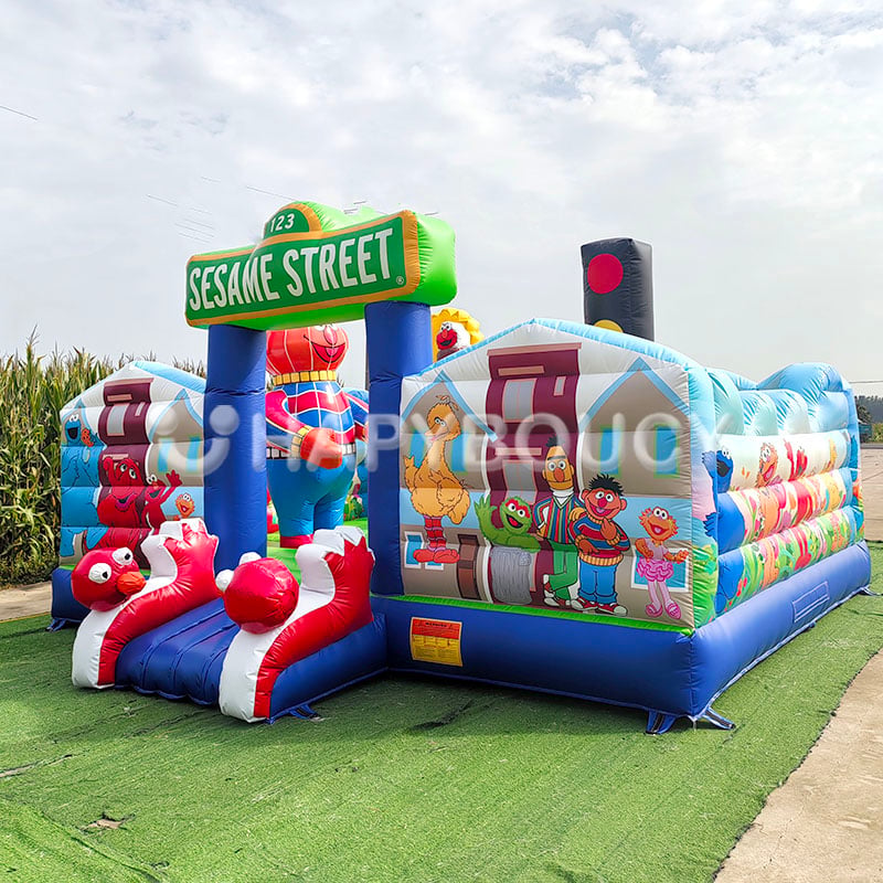 Factory Toddler Inflatable Backyard Bounce House Outdoor Inflatable Sesame Street Bouncy Fun City Children Playground
