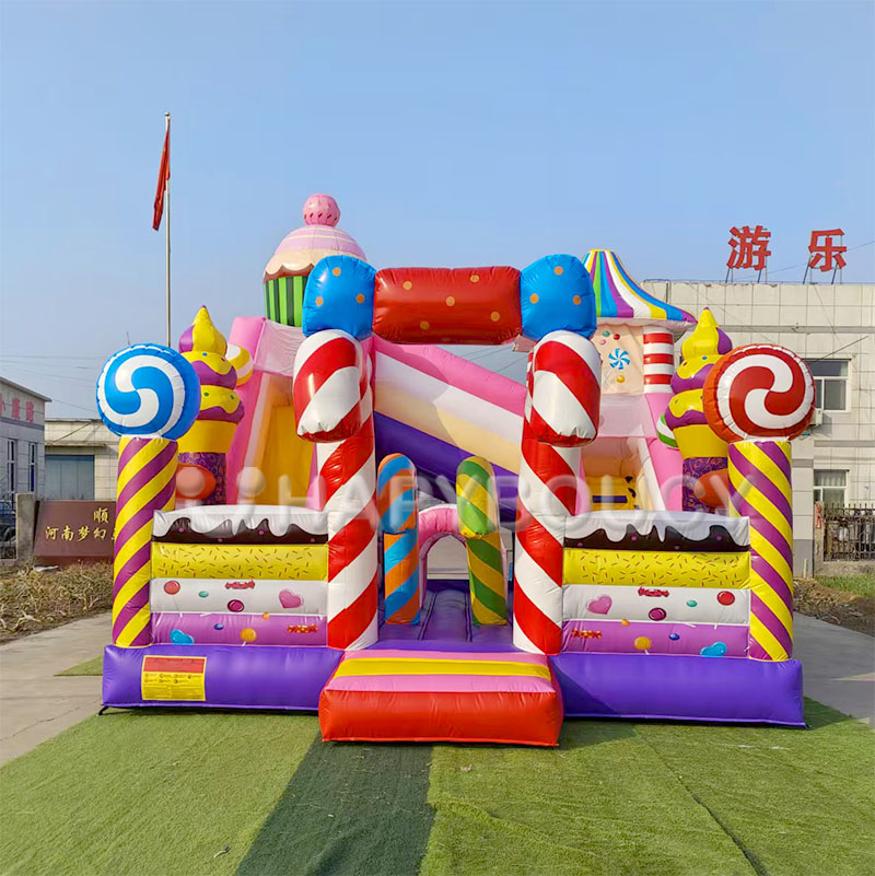 Factory Candy Play Land Inflatable Bouncer Candy Bounce House Sugar Shack Jumping Castle Inflatable Slide for Kids Party for Sale