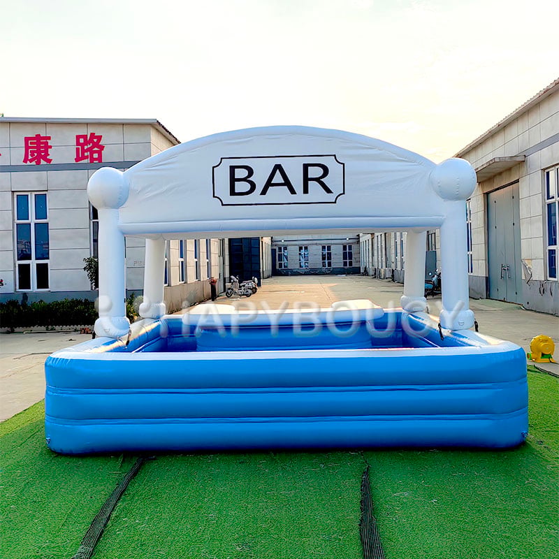 Factory Blue Inflatable Outdoor Pool Bar Water Blow Up Bar Party Event Backyard for Sale