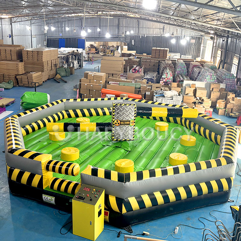 juego deportivo al aire libre de 6 m y 8 m: 'Toxic Meltdown', juego de eliminación vertical, 'Wipe Out' inflable, circuito de obstáculos inflable para adultos