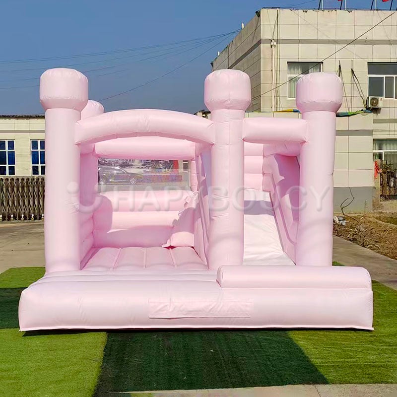 Commercial Pastel Pink Bounce House air Blower Jumper Wedding Inflatable Bouncers with Slide Combo Bouncy Castles for Party Rental