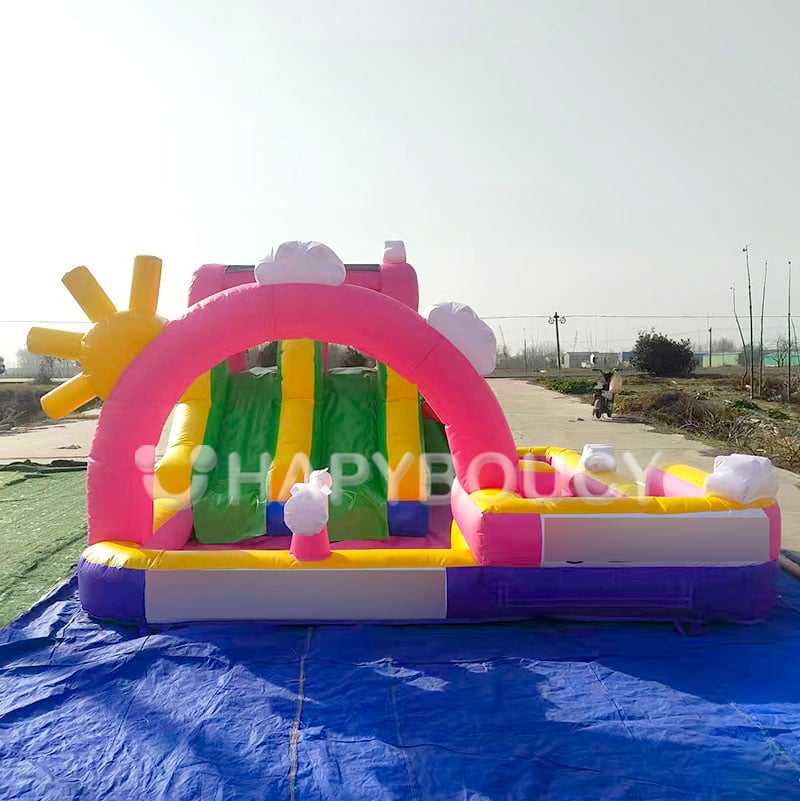 Commercial Pink Splash Pool Bouncy Castle Backyard Pools Pvc Cloud Inflatable Water Slide Pool