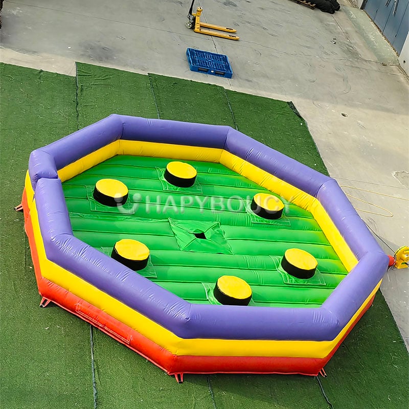 Outdoor Inflatable Interactive Game Meltdown Sport Game Bouncy Mat Rotating Obstacle Game