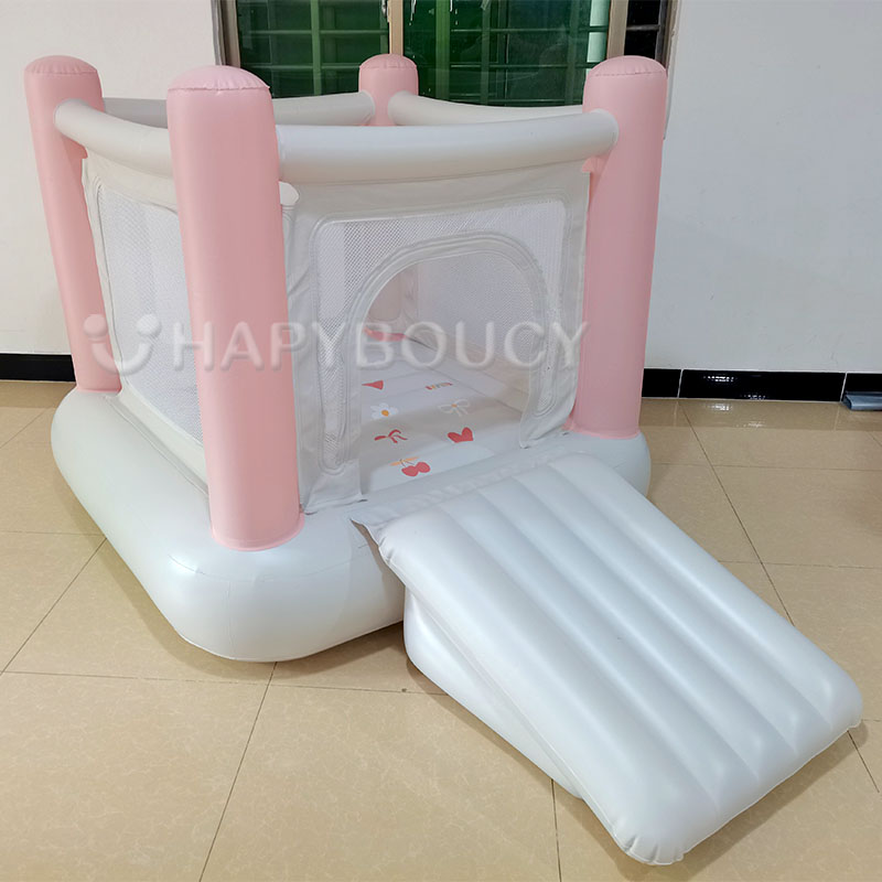 Pink and White Inflatable Bouncer Mini Bounce Indoor Cordless Bouncing Castle Silent Bounce House Suppliers