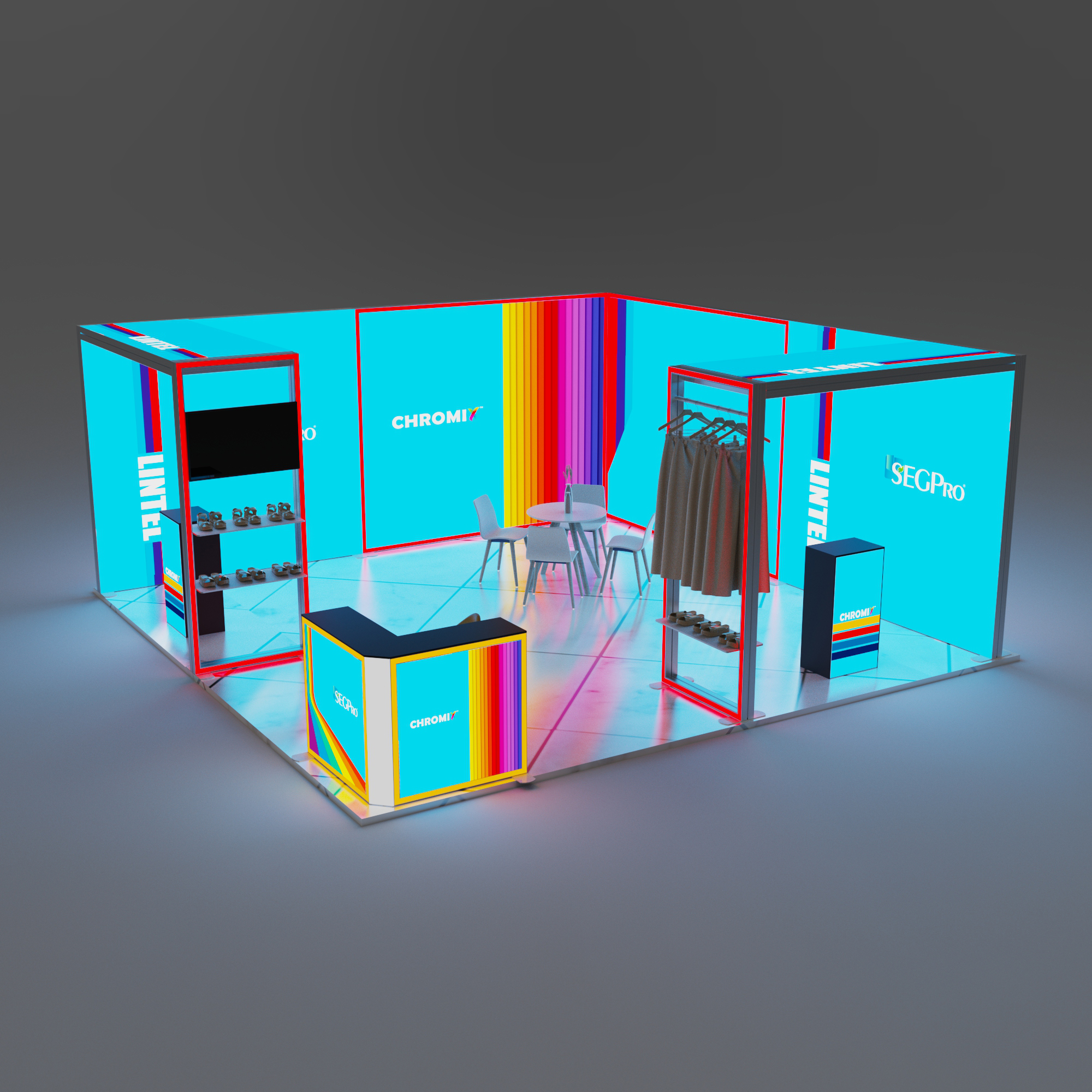 Chromix Modular RGB Led Edge Frame Booth 20x20ft