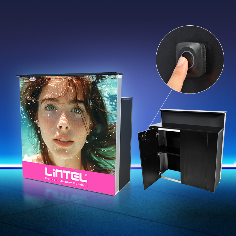 85mm Dual Countertop Light Box Counter with Fingerprint Lock and Shelf LT-ALF85-TB