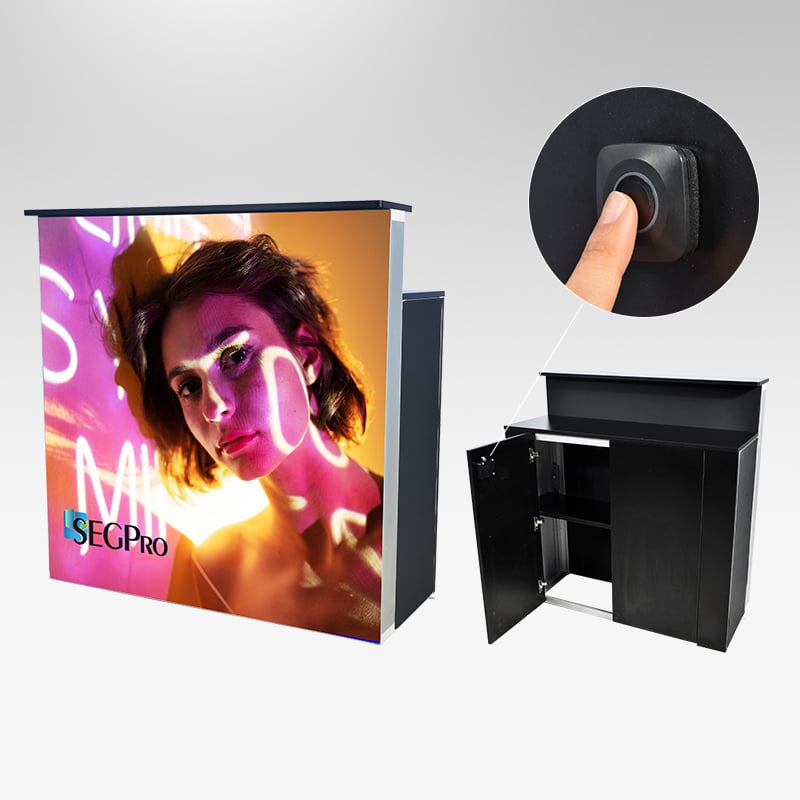 85mm Dual Countertop Light Box Counter with Fingerprint Lock and Shelf LT-ALF85-TB