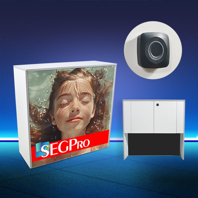 120mm Trade Show Light Box Storage Counter with Shelf and Fingerprint Lock LT-ALF120