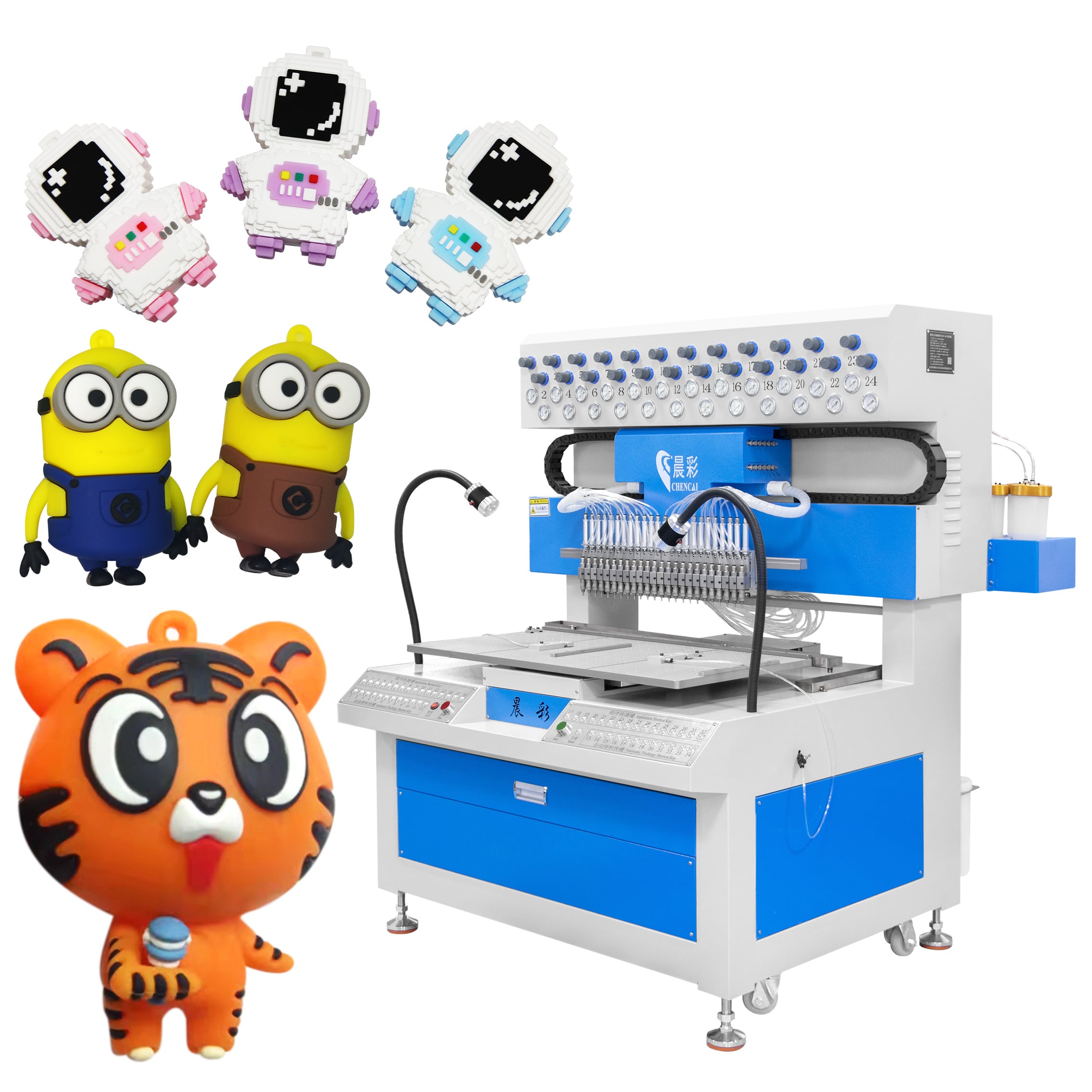 24 Colors 2D 3D Soft Silicone Logo Label Patch Dispensing Machine Automatic PVC Dispensing Machine