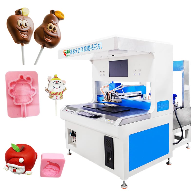 Fully Automatic 4 Colors Dual-station Visual Food Decorating Chocolate Candy Ice Cream Dripping Machine Use for Flowing Liquids