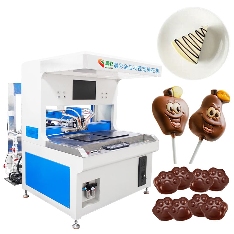 Automatic 4 Colors Dual-station Visual Chocolate Dripping Machine Cookies Macarons Decorating Machine for Making Desserts