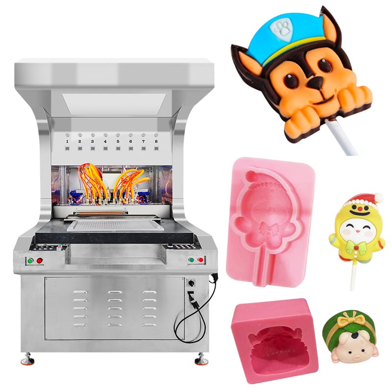Stainless Steel Automatic 8 Colors Chocolate Manufacturing Equipment Candy Dripping Filling Machine for Cake Cookies Decorating