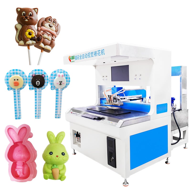 Automatic 4 Colors Dual-station Visual Chocolate Decorating Machine Ice Cream Making Machine for Dripping Various Desserts