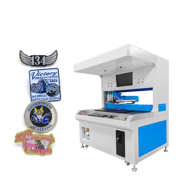 Automatic 4 Colors Two Stations Visual Enamel Lapel Pins Painting Machine Keychains Dispensing Machine for Coloring Medal