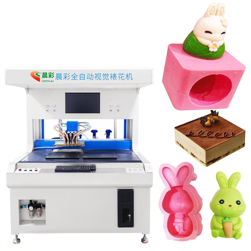 Automatic 4 Colors Dual-station Visual Cake Decorating Machine Chocolate Candy Filling Machine for Making Cookies Macarons