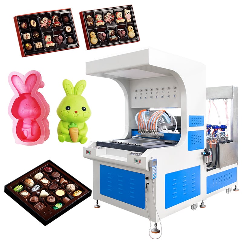 Automatic 8 Colors Chocolate Making Machine Candy Filling Machine Flowing Liquids Laminating Machine