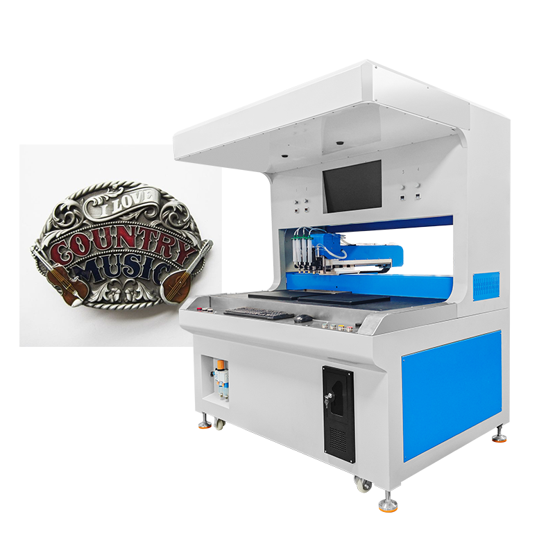 Automatic 4 Colors Two Stations Visual Enamel Pin Coloring Painting Dispensing Machine for Making Medal Badge