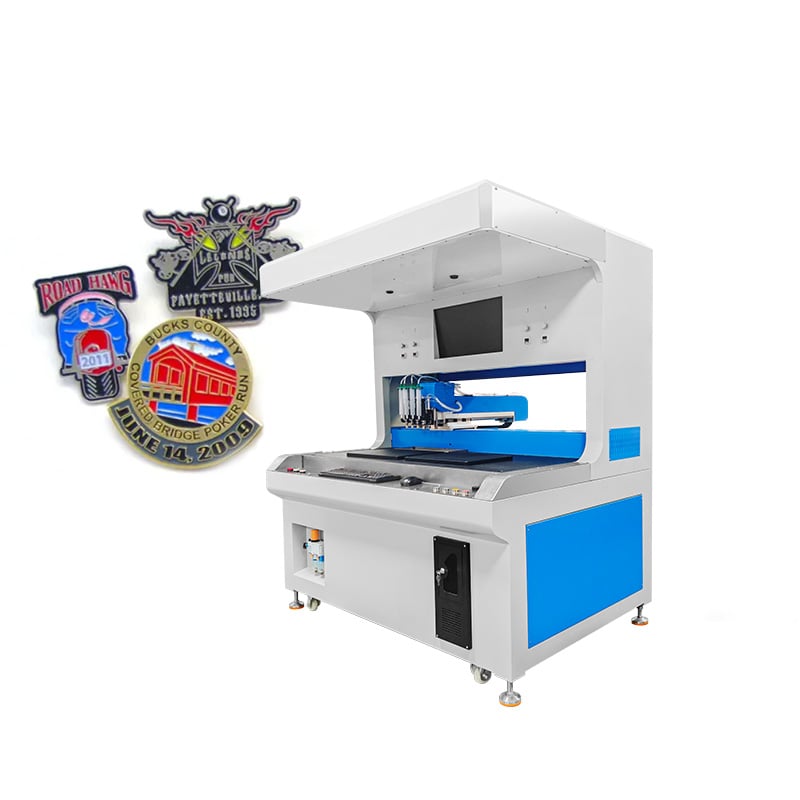 Automatic 4 Colors Two Stations Visual Enamel Pin Dispensing Machine Badge Painting Machine for Coloring Ornaments