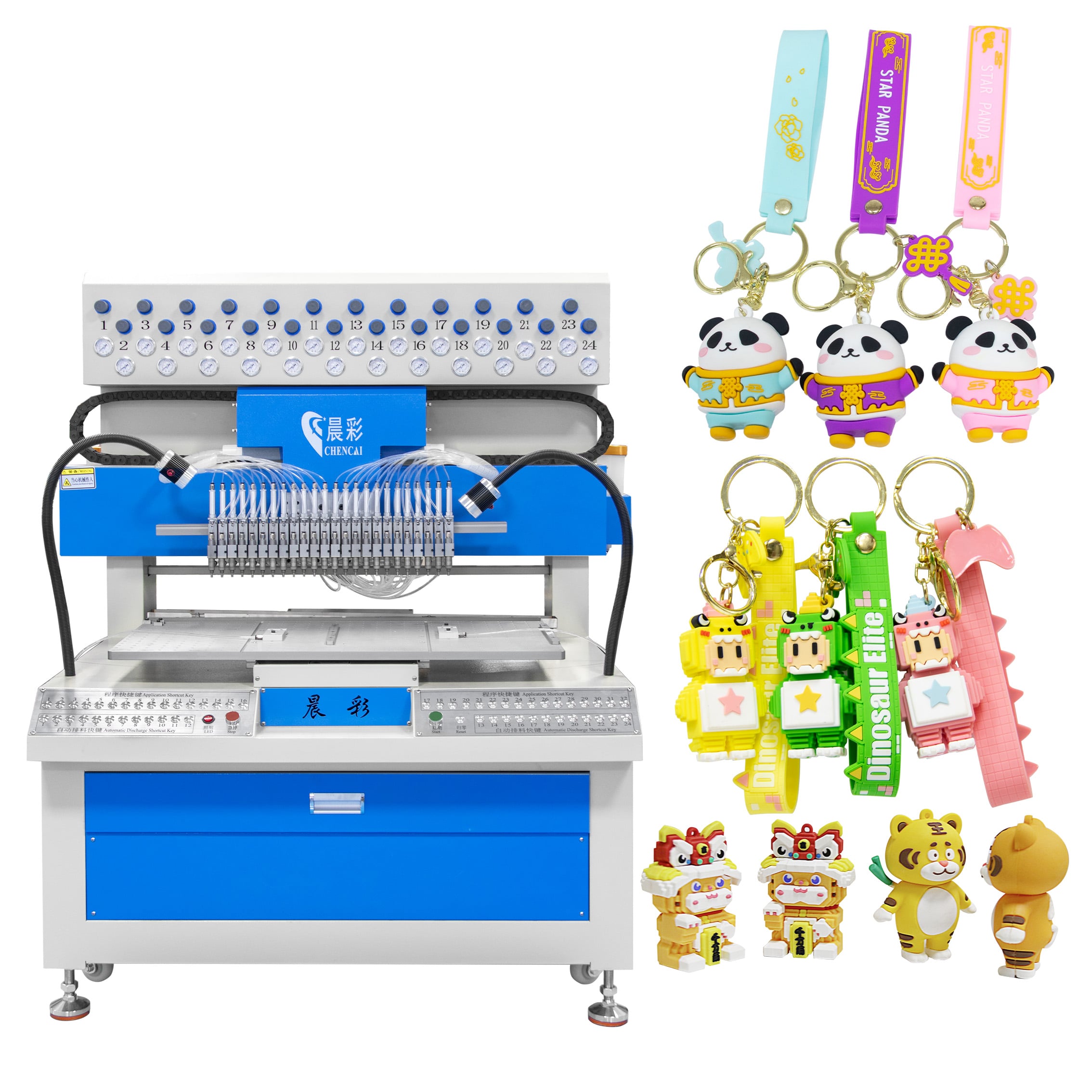 Automatic 24 Color PVC Dispensing Drip Molding Soft Silicone Dripping Mold Machine for Making Badge Phone Case Dolls