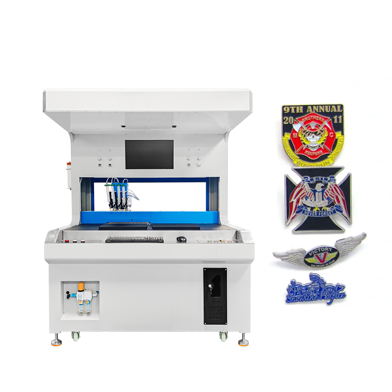 Automatic 4 Colors Dual Station Visual Metal Coloring Painting Machine for Dispensing Ornament Speaker Dice Mahjong